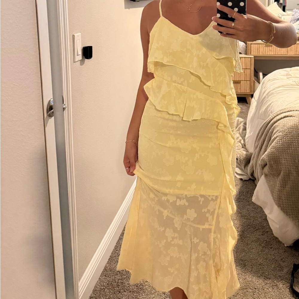 Target Yellow Ruffled Tiered Midi Sundress